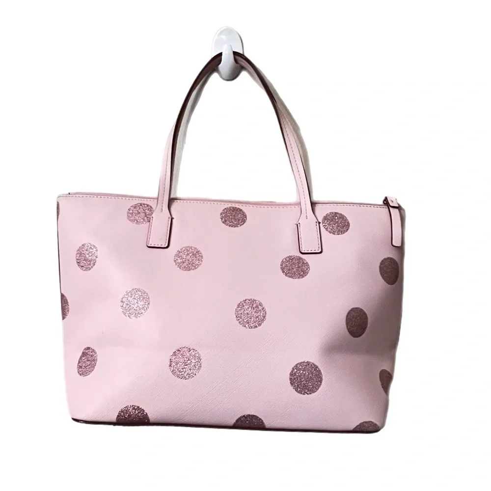Kate Spade Pink Polka Dot Tote Bag Measurement 14.5 x 5 x 9
